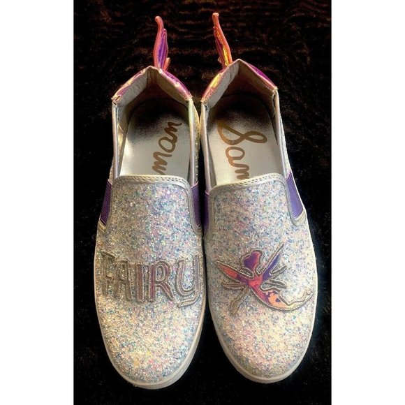 Sam Edelman Girls Slip On Glitter Fairy Sneakers/Iridescent Wings SZ: 2- - Picture 4 of 12